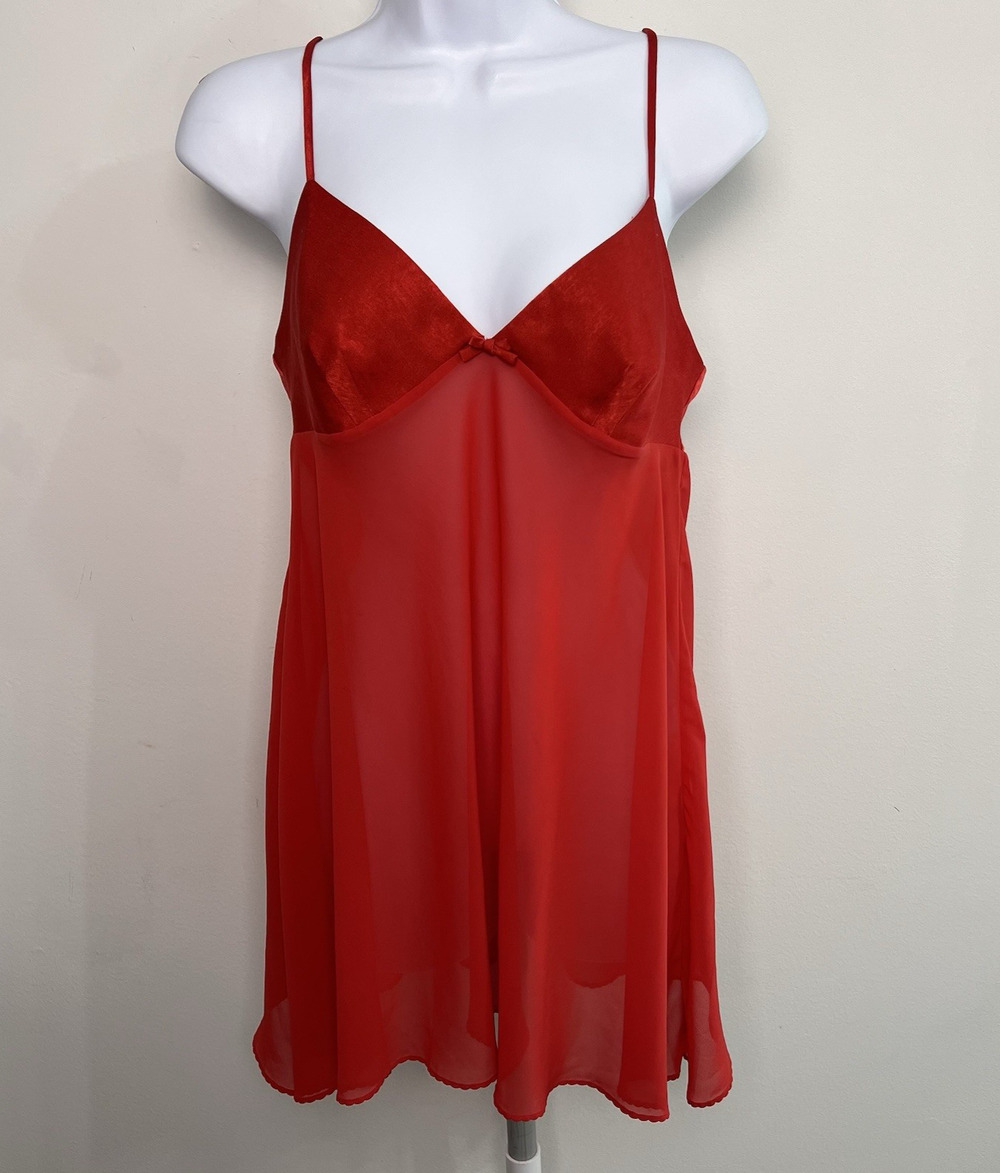 Victoria's Secret Women’s Size Small Red Babydoll Camisole Satin and Chiffon